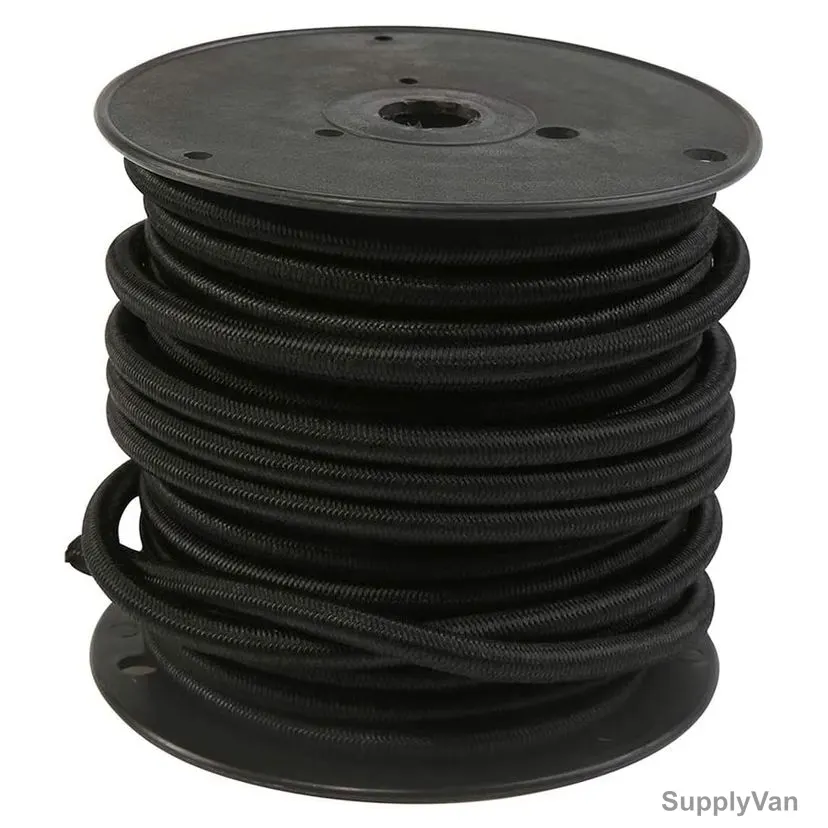 Hampton Heavy Duty Bungee Cord Reel, Rubber, 3/8 Inch Dia x 75 Feet Length, Black