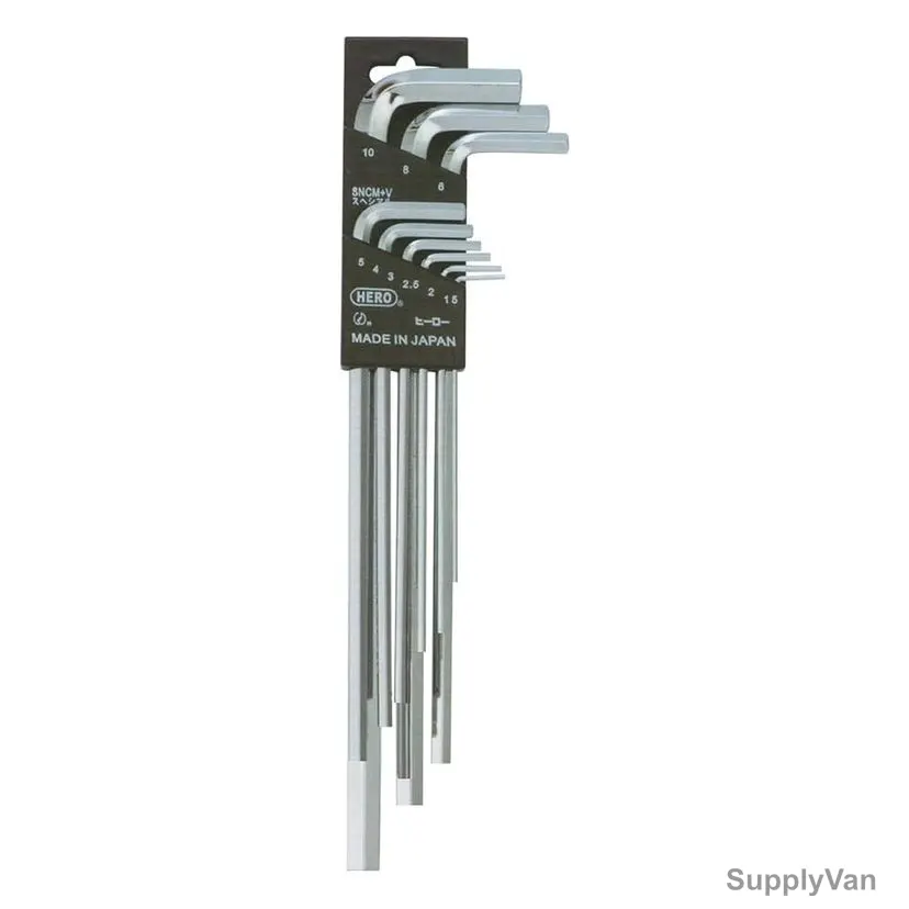 Hero Allen Key Set, CrV Steel, 1.5-10MM, Silver, 9 Pcs/Set