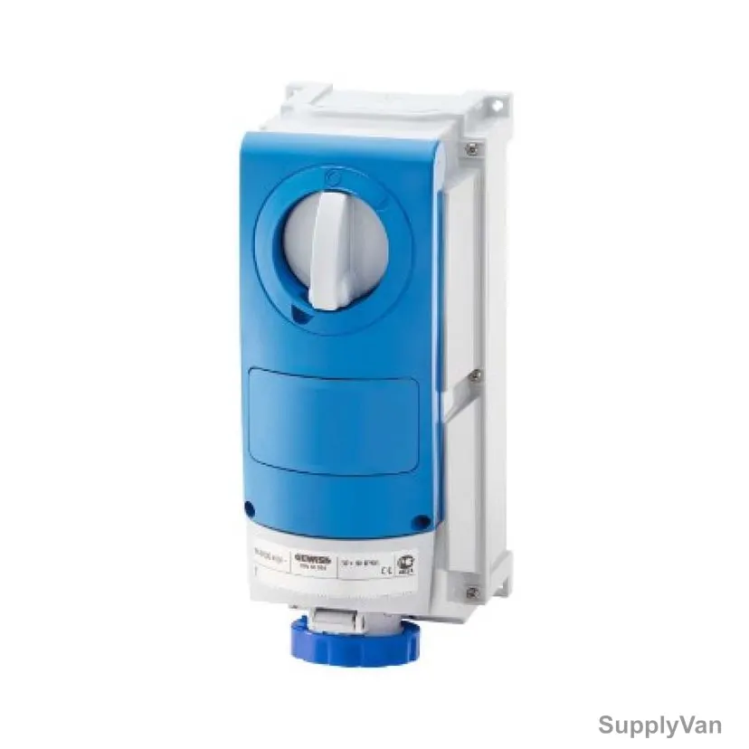 Gewiss Vertical Fixed Interlock Socket Outlet, GW66504, IP66, 16A, 2P+E