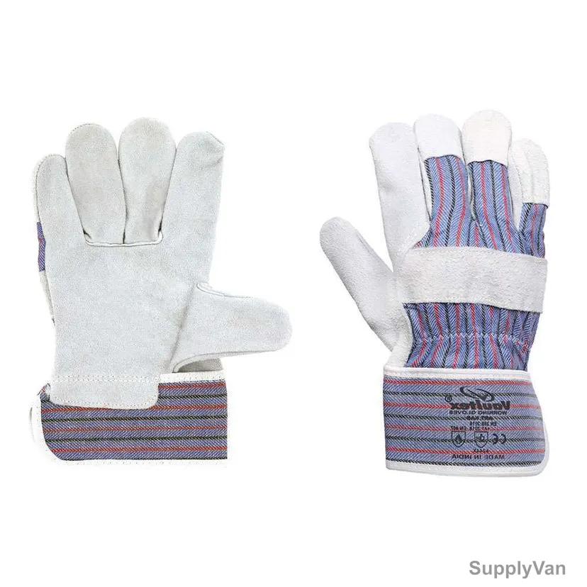Vaultex Single Palm Gloves, KAB, Leather, Free Size, Grey, 12 Pairs/Pack — image 1