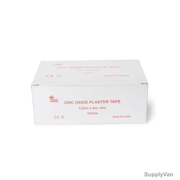 3W Zinc Oxide Plaster Tape, NO-12, 5 Mtrs Length x 2.5CM Width, 12 Roll/Pack — image 1