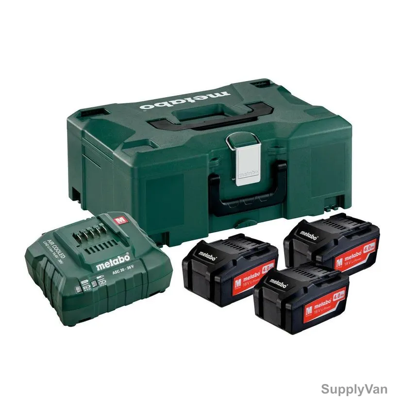 Metabo Cordless Tool Battery Set With Metaloc Case, 685063000, 18V, 3 x 4Ah Battery
