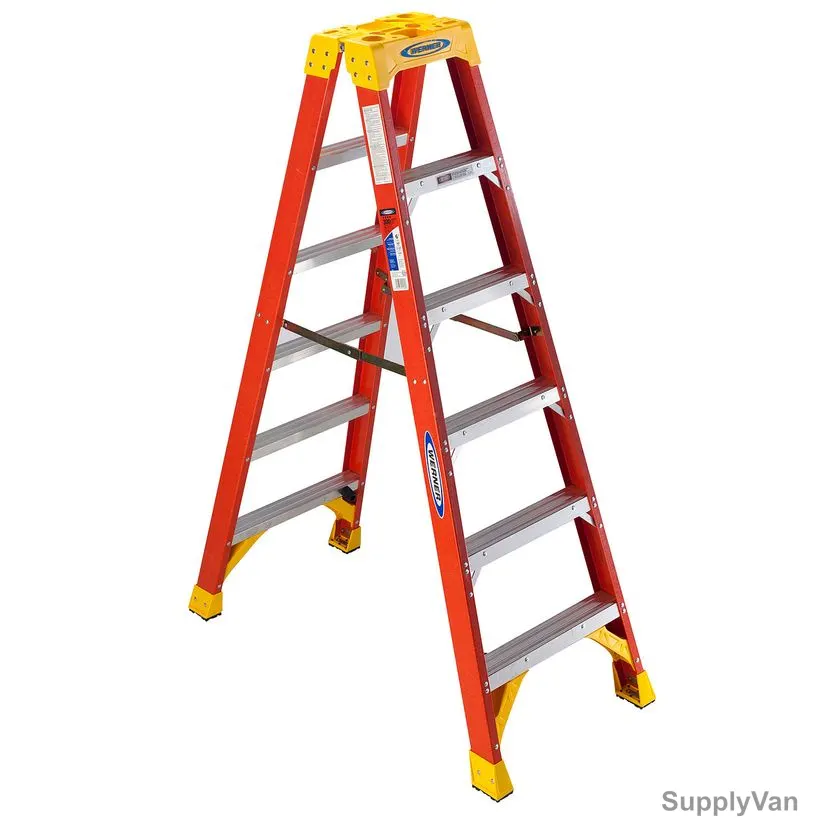 Werner Double Sided Step Ladder, T6206, Fiberglass, 6 Feet Height, 136 Kg Weight Capacity — image 1