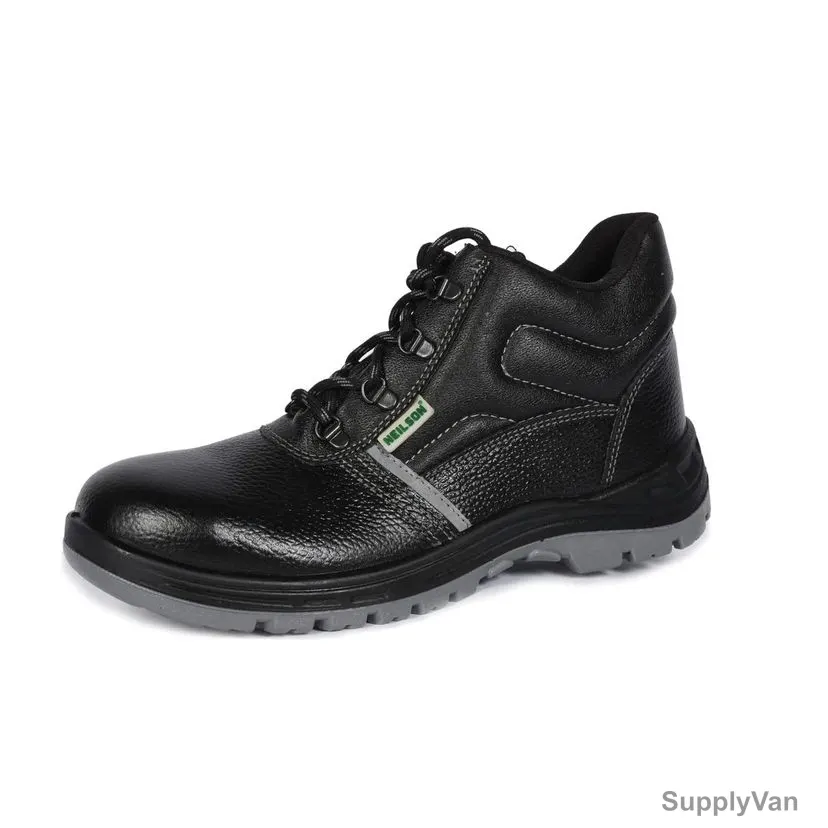 Neilson Wide Fit High Ankle Safety Shoes, NI3, Leather, S3 SRA, Steel Toe, Size38, Black/Grey