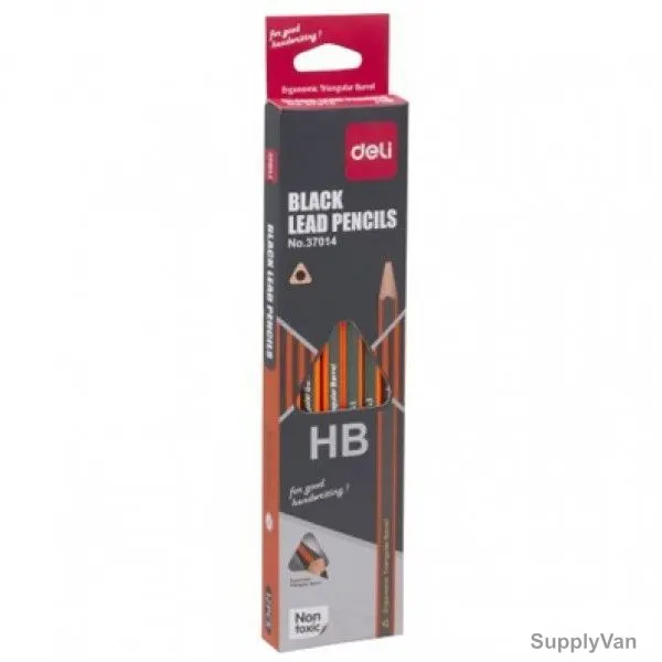 Deli Wooden HB Pencil With Eraser, E37014, PK12