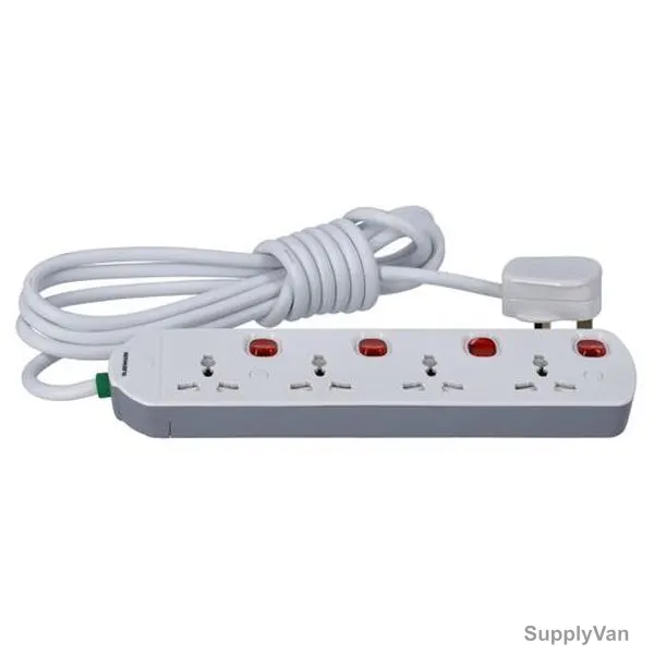 Olsenmark Extension Socket, OMES1811, Plastic, 13A, 4 Way, 3 Mtrs, White