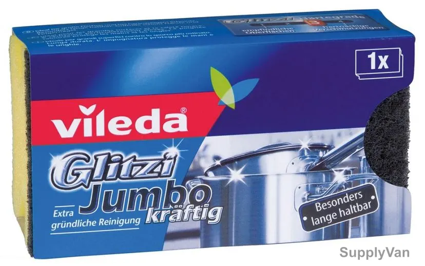 Vileda Jumbo Strong High Foam Dish Washing Scourer, VLSC72609, Glitzi, Yellow, 114MM