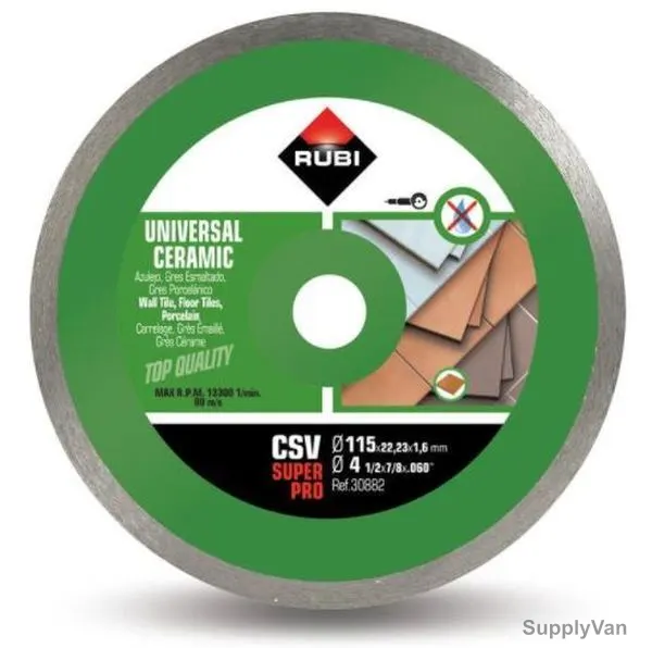 Rubi Continuous Ceramic Tile Diamond Blade, 030882, 115MM