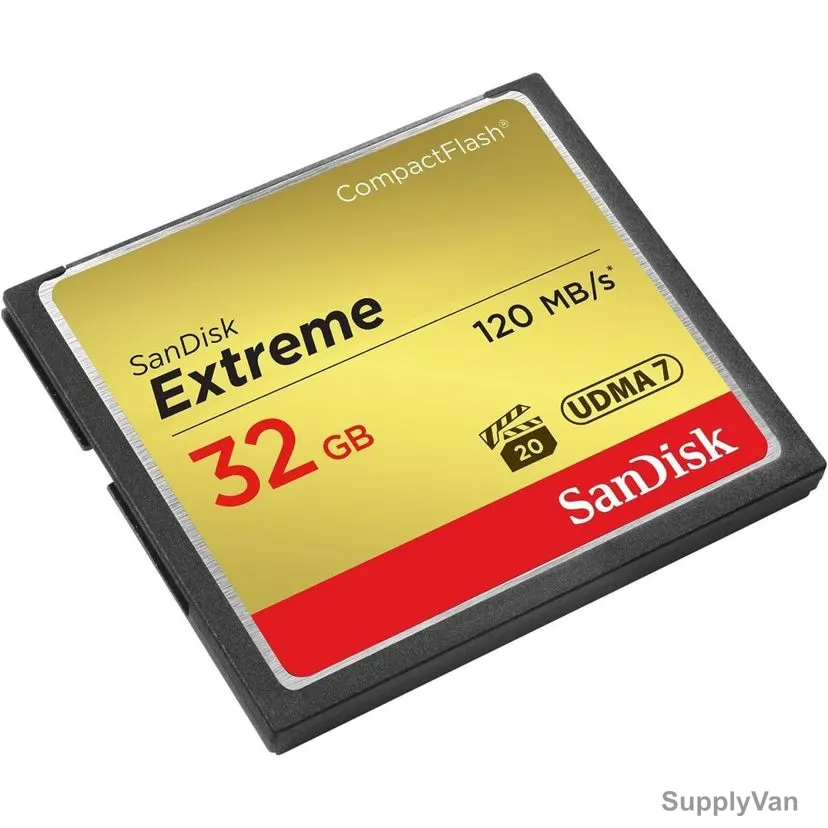 Sandisk Extreme Udma7 CompactFlash Memory Card, SDCFXSB-032G-G46, 32GB, 120 MBPS Transfer Rate, Gold — image 1