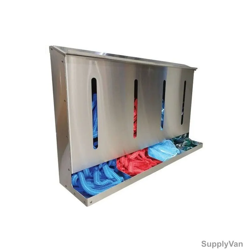 4 Compartment PP Material Dispenser, Stainless Steel, 30CM Height x 50CM Width x 12CM Depth