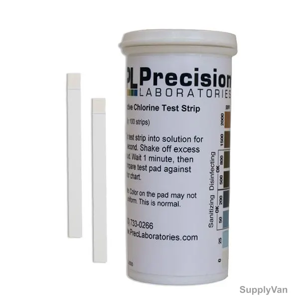 Precision Active Chlorine Test Strip, CHL-2000, 2000ppm, 64 x 5MM, PK100 — image 1