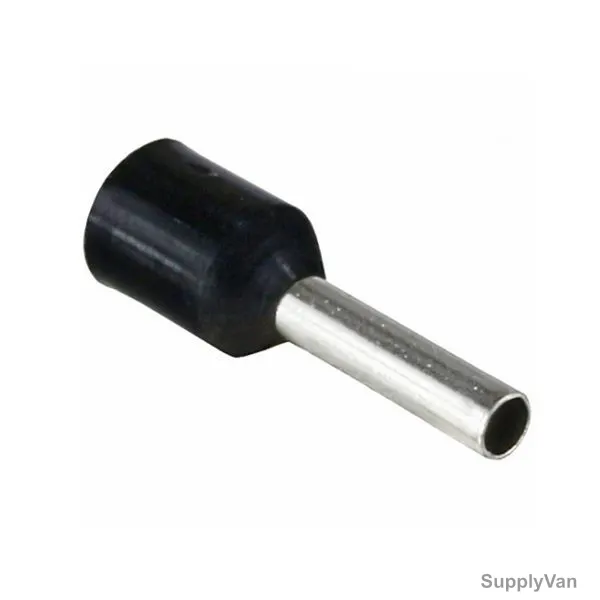 Bootlace Ferrule, E1012, 8 AWG, 10 SQ.MM x 12MM Length, Black, 100 Pcs/Pack