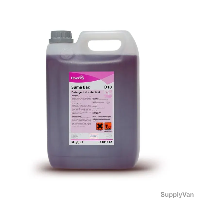 Diversey Suma Bac D10 Detergent Disinfectant, JA101112, 5 Ltrs