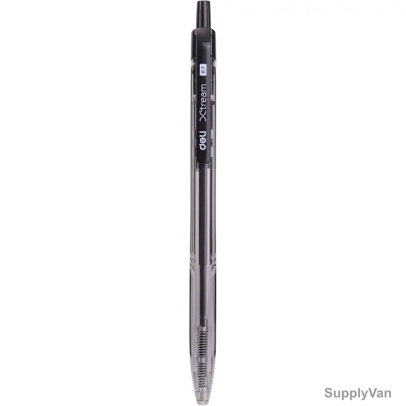 Deli Ball Point Pen With Low Viscosity Ink, EQ02120, 0.7MM, Black, 12 Pcs/Pack