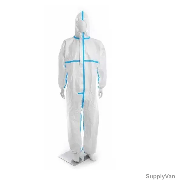 Scudo Microporous Disposable Coverall, SC-06030, Chem Pro, XL, White/Blue