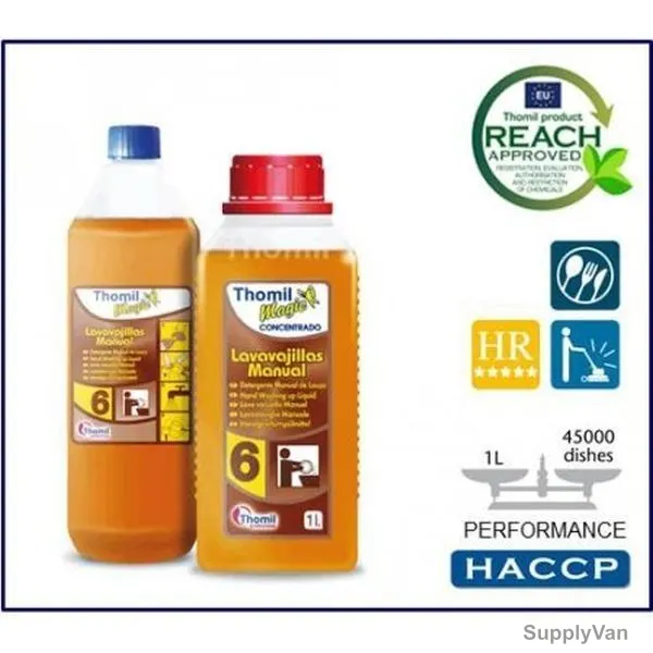 Thomil Magic SMP No.6 Washing Up Liquid, PCTM062, Citric Scented, 1 Litre, Orange