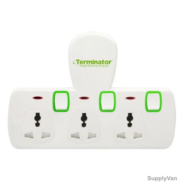Terminator Universal Multi-Plug Adapter, TMA-573T, 3 Way, 250V, White — image 1