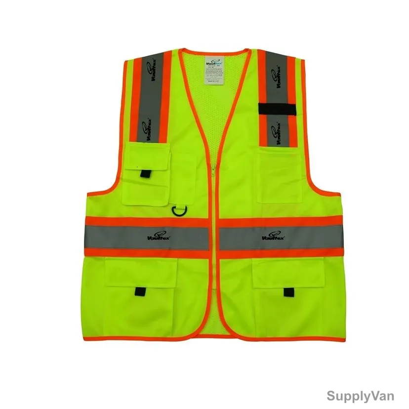 Vaultex Reflective Vest With 4 Pockets, JMA, M, Yellow