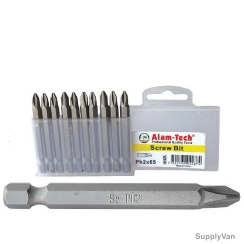 Alam-Tech Screwdriver Bit, ASBP2X110S, Single Tip, PH2 x 110MM, PK10