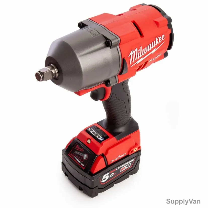 Milwaukee High Torque Impact Wrench Kit, M18ONEFHIWF12-502X, Fuel, 1/2 Inch, 18V, 5 Pcs/Kit