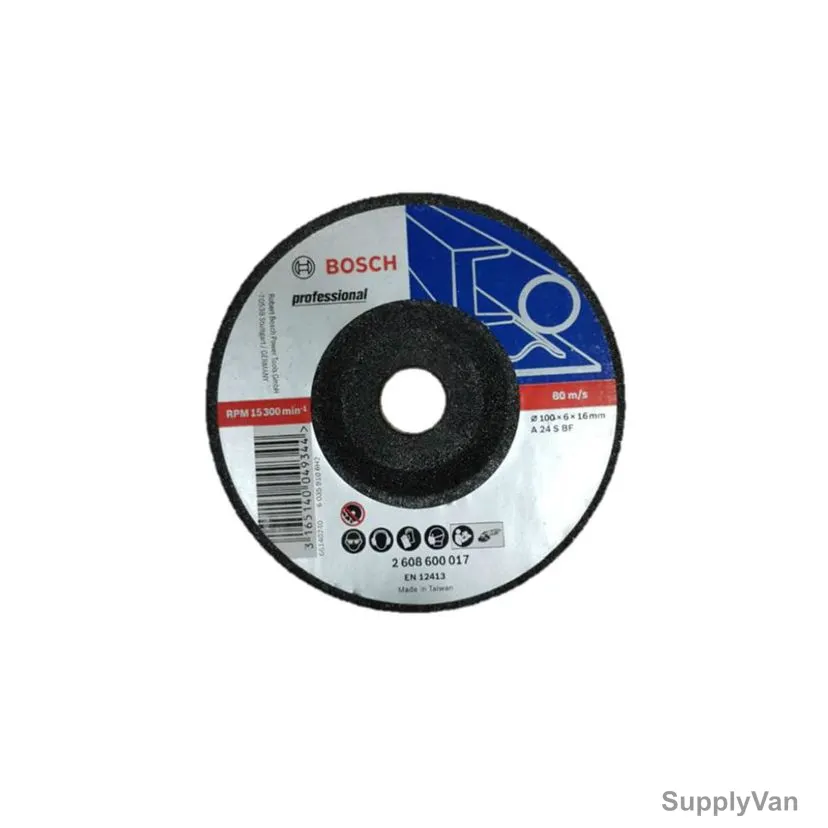 Bosch Metal Grinding Disc, 2608600017, 6MM Thk, 16MM Bore Dia x 100MM Dia — image 1