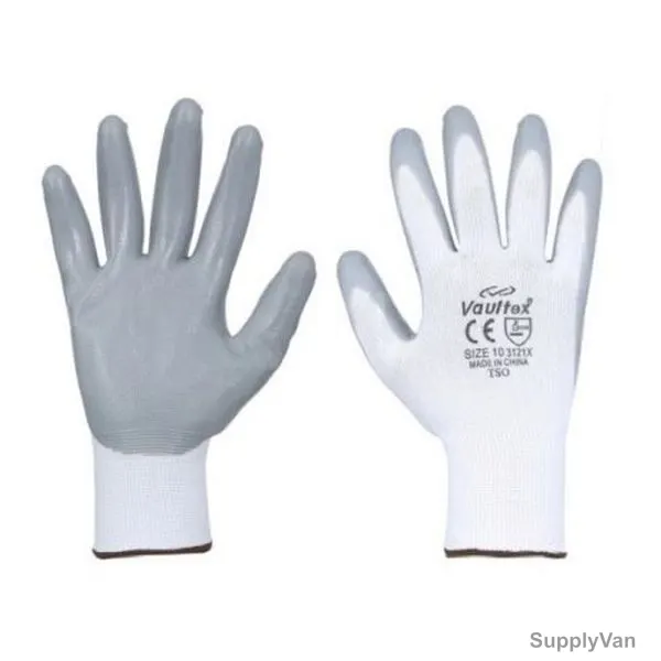 Vaultex Nitrile Coated Gloves, TSO, Size10, Grey, PK12