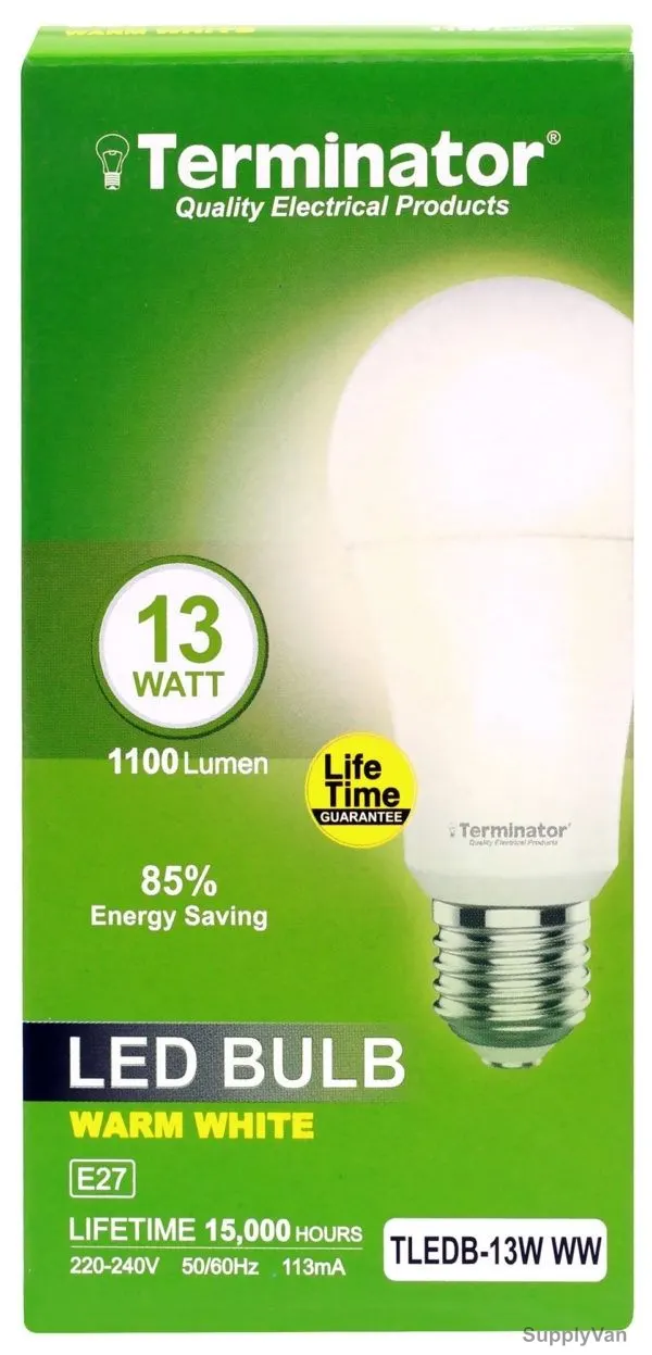 Terminator LED Bulb, TLEDB-13W-WW, 113 mA, 13W, 1000 LM