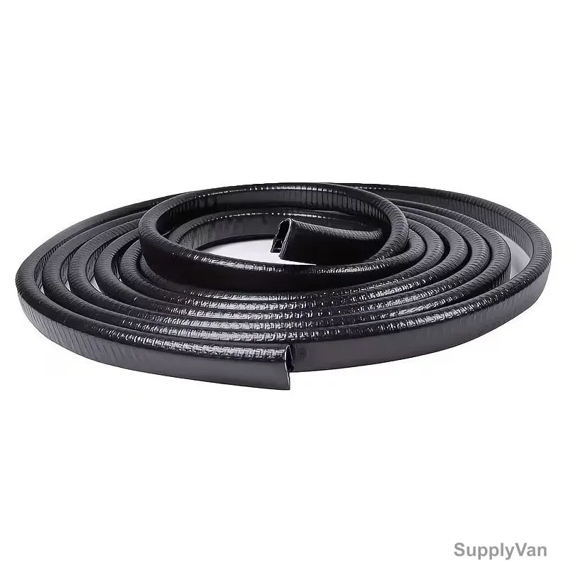 U Shaped Car Door Seal Strip With Reinforced Metal Core, Rubber, 33 Feet Length, Black — image 1