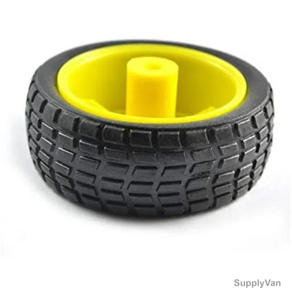 Smart Car Model Robot Tire Wheel, FZ0394, 28 x 66MM, Yellow and Black — image 1