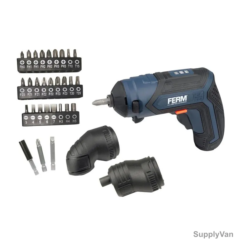 Ferm Cordless Screwdriver Kit, CDM1135, 4V, 1.5Ah, 13 Pcs/Kit — image 1