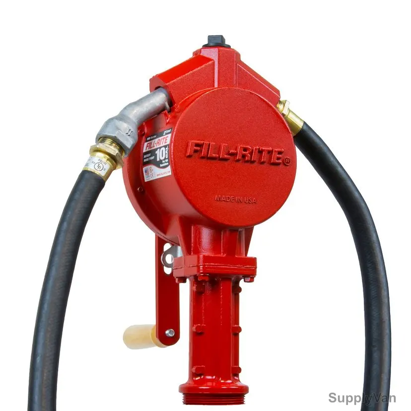 Fill-Rite Fuel Transfer Rotory Hand Pump With Hose and Nozzle Spout, FR112, 1 Inch, 10 GPM — image 1
