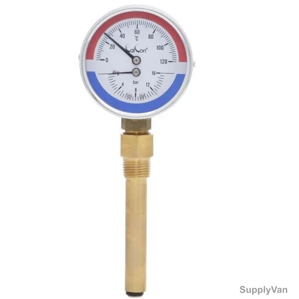 Calcon Pressure and Temperature Gauge, CCTPG1A, 80x100MM, 0-16 Bar — image 1