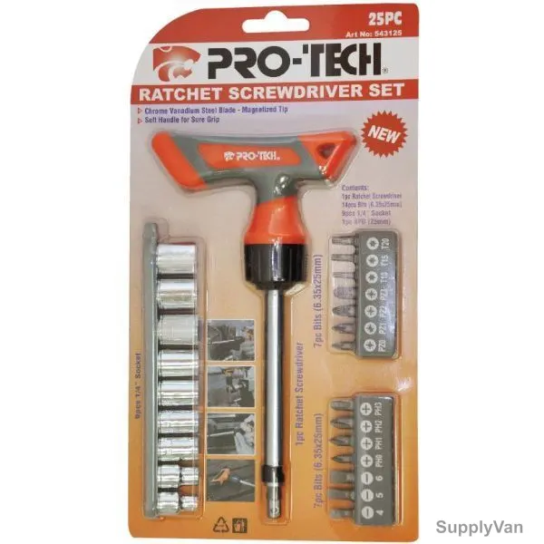 Pro-Tech T-Type Ratchet Screwdriver Set, 543125, 25PCS — image 1