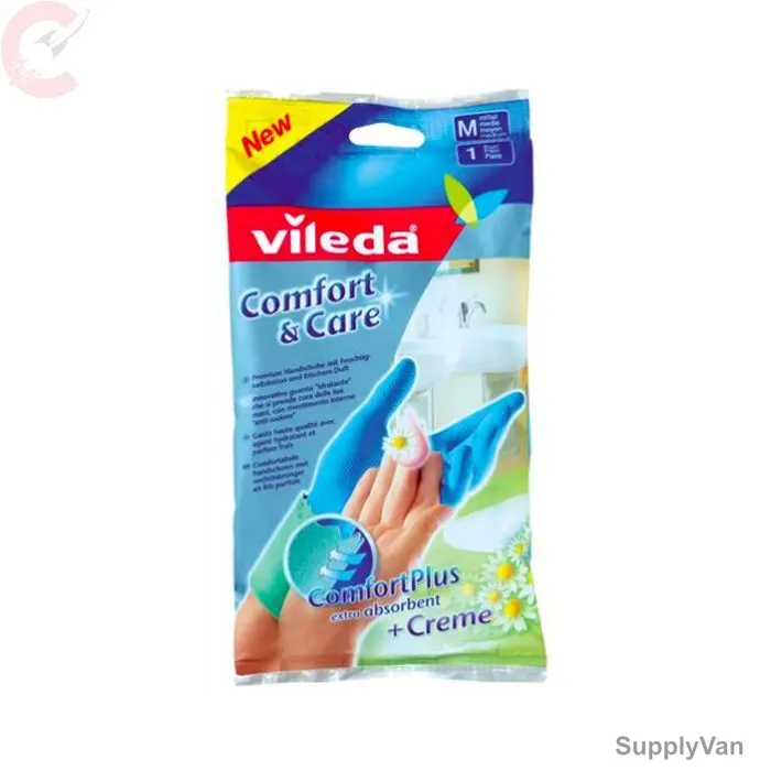 Vileda Comfort and Care Gloves, M, Blue