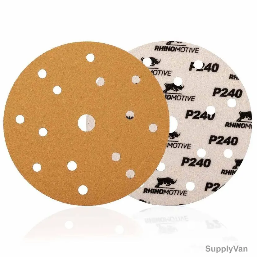 Rhinomotive Multi-Purpose Abrasive Disc, R1504, 150MM, P240, Gold, 100 Pcs/Box — image 1