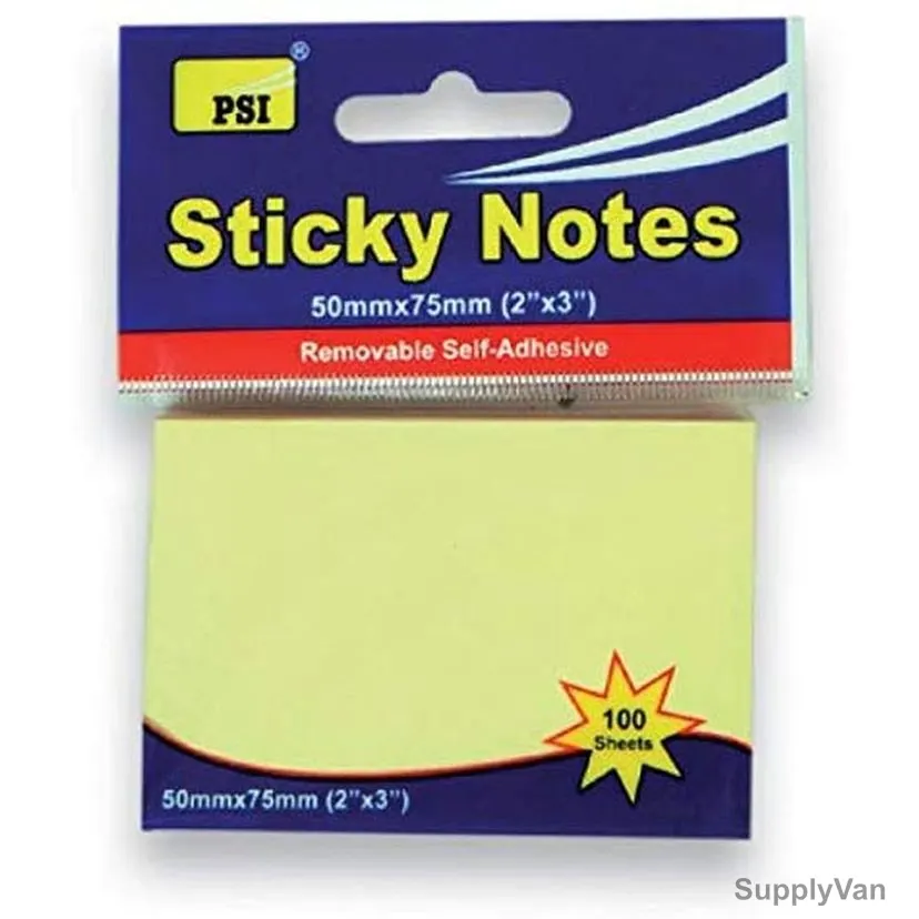 PSI Sticky Note, PSPOA02YL, 2 x 3 Inch, Yellow, 100 Pcs/Pack