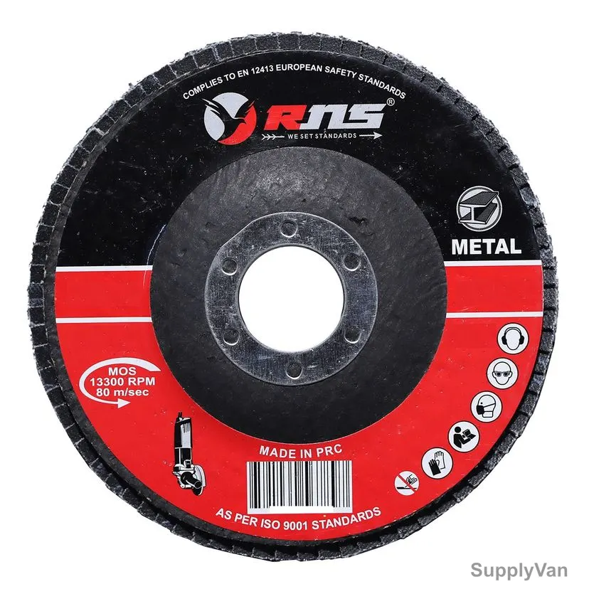 Rns Metal Flap Disc, Grit 120, 22MM Bore Dia x 115MM Disc Dia, 10 Pcs/Pack — image 1
