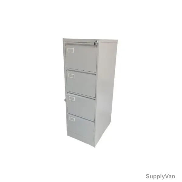 Vertical Filing Cabinet, Steel, 4 Drawer, 1320MM Height x 457.2MM Width x 635MM Depth, Grey