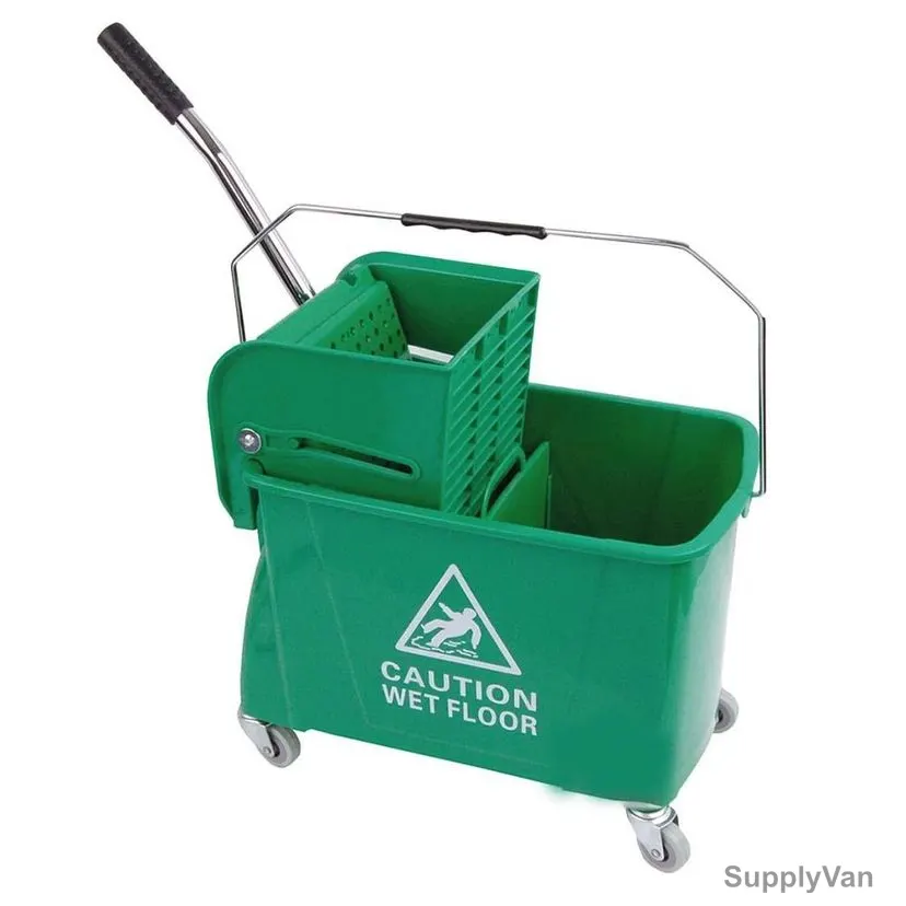 Akc Mini Mop Bucket With Wheels and Wringer, BT01G, Plastic, 20 Ltrs, Green
