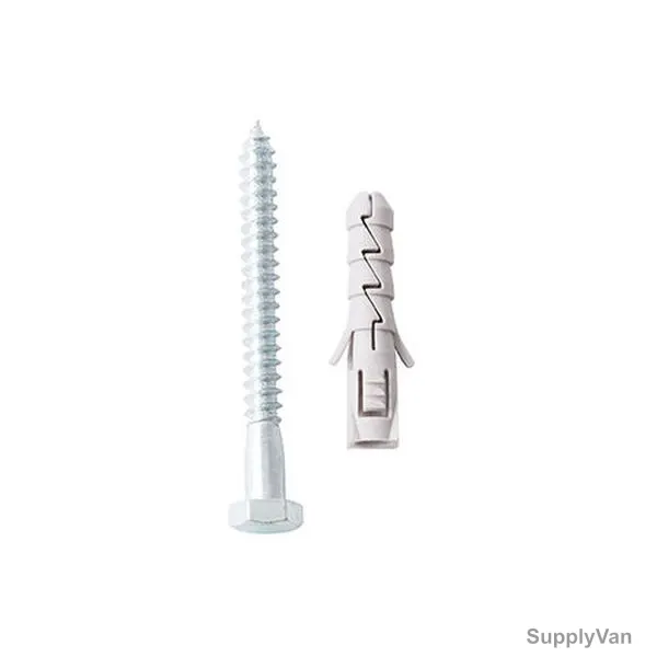 Mkats Plug and Screw Set, Plastic and Steel, M8, Grey, 4 Pcs/Set