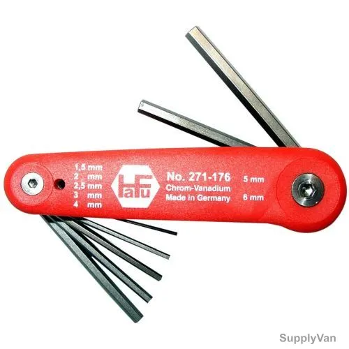 Hafu Foldable Hex Key Caliper Set, H271-176-08, Chrome Vanadium Molybdenum, 7 Pcs/Set