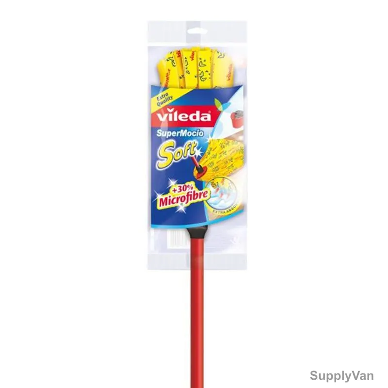 Vileda Soft Supermocio With 30% MF Floor Mop/Stick, Red/Yellow
