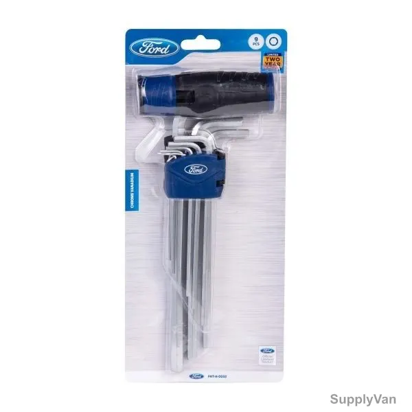 Ford T-handle Hex Key Set, FHT-H-0033, Silver, 9PCS