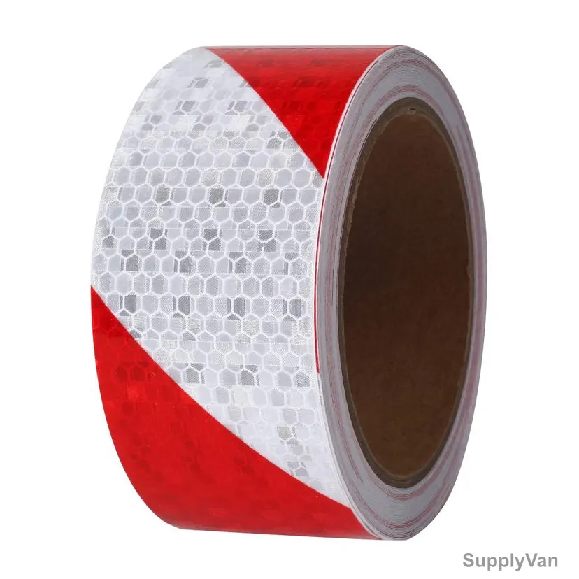 Diagonal Fluorescent Reflective Tape, 48MM Width x 25 Mtrs Length, Red/White — image 1