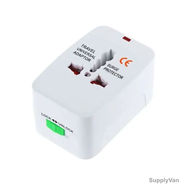 Universal AC Power Plug Adaptor, 3 Pin, White