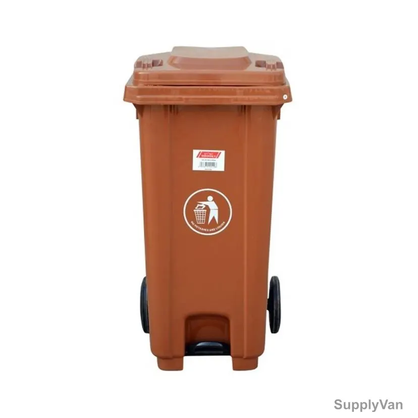 Akc Garbage Bin With Pedal, GC50N-120, Plastic, 120 Ltrs, Brown