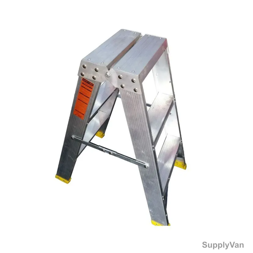 Penguin Heavy Duty Double Sided Step Ladder, HDDSAT3, Aluminium, 3 Steps, 0.8 Mtrs Height, 175 Kg Weight Capacity