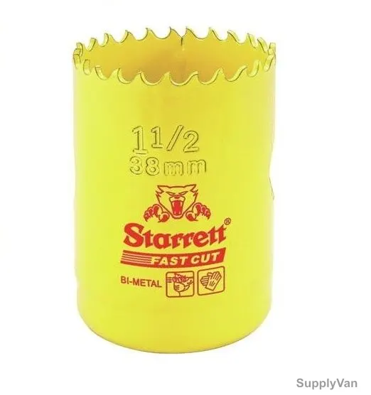 Starrett Hole Saw, FCH0112, High Speed Steel, 38MM, 5.5 TPI, Yellow