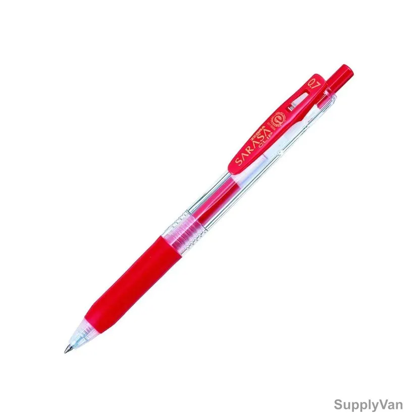 Zebra Clip Pen, JJB15-R, Sarasa, 0.7MM Tip Size, Red, 10 Pcs/Pack
