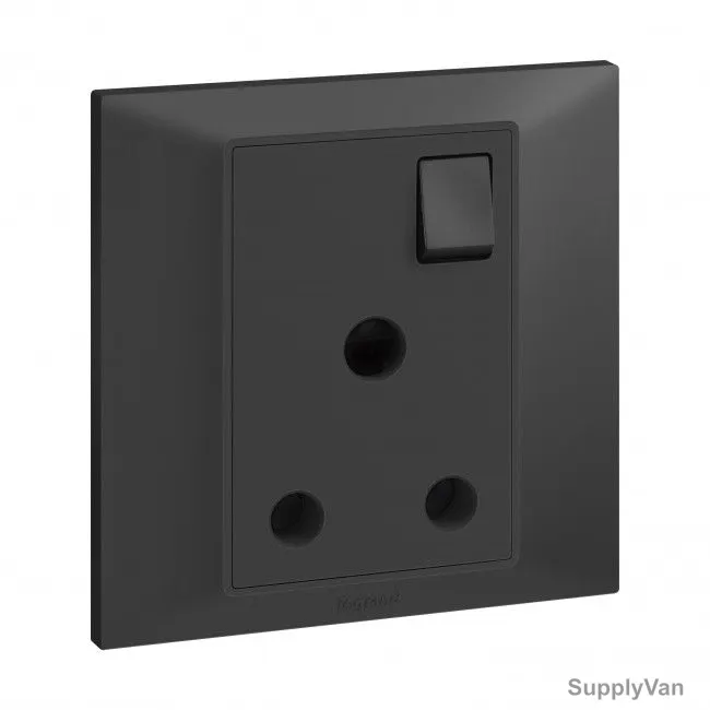 Legrand Single Pole Switched Socket With Neon, 617752, 15A, 250V, 1 Gang, Anthracite